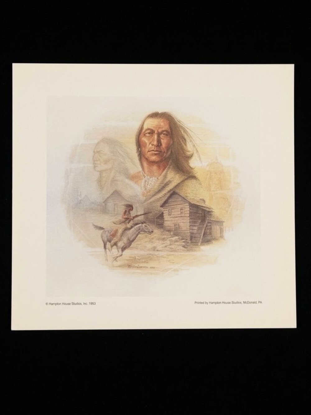 Ben Hampton Original Indian Print The Raven Native American Artwork 1983 Vintage